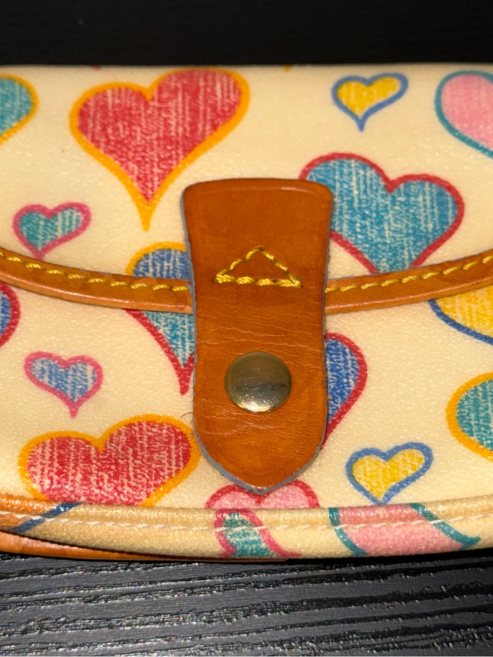Dooney & Bourke Cream Heart Print Wristlet with Multicolor Hearts - Picture 3 of 11